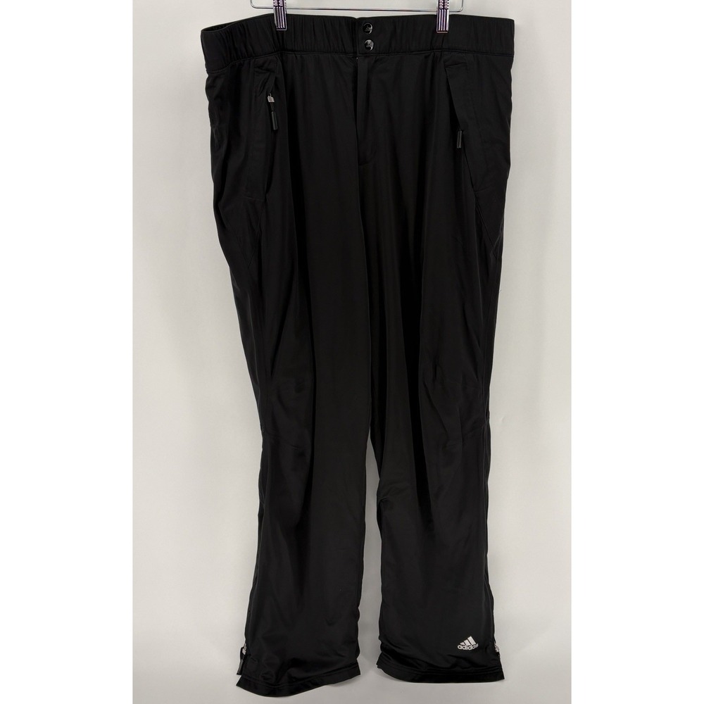 Adidas Rain Pants Mens XL Black ClimaProof Golf Waterproof Zip Pockets Lined